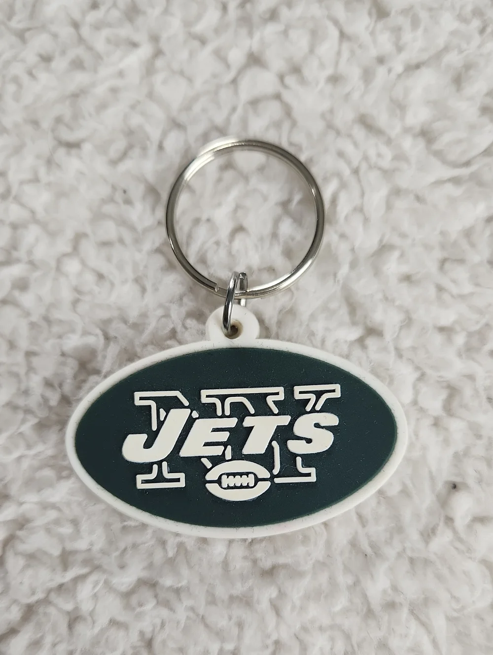 NFL White Oval Keychain with Silver Ring